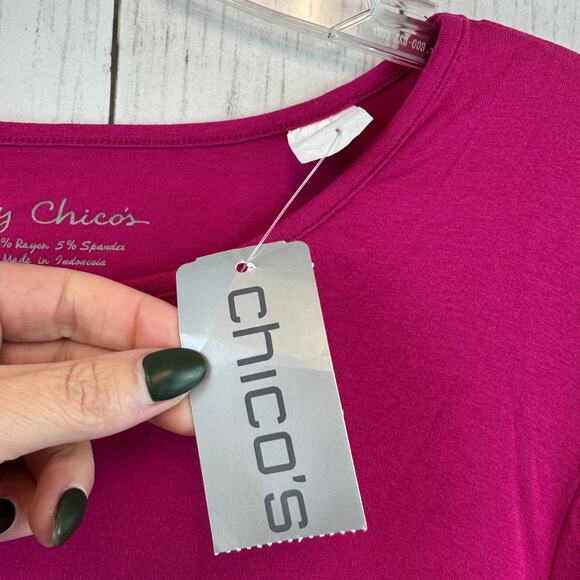 NWT Chico's Wild Fuchsia Pink Neveah Long Sleeve Stretch Top Size 2 / Large 12 - Picture 4 of 13